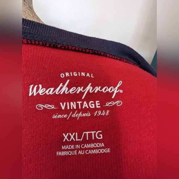 Weather proof vintage, Long sleeve raglan red shirt Size XXL - Picture 4 of 6
